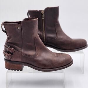 UGG Australia Orion Brown Leather Biker Moto  Boots Women 7.5 S0066